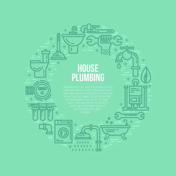 Plumbing Illustration with plumbing symbols — Wektor stockowy