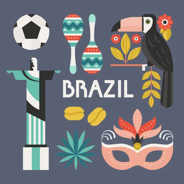 Sbírka brazilských symbolů — Stockový vektor