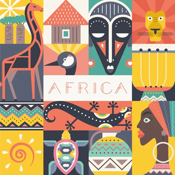 Koncepcyjna ilustracja Afryki — Wektor stockowy
