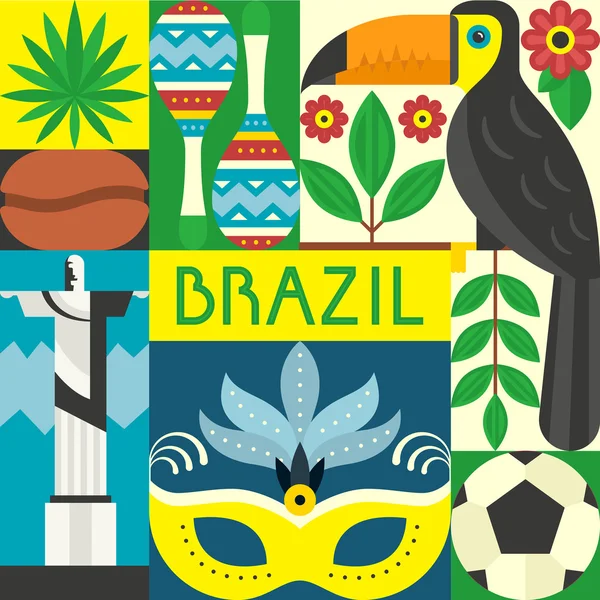 Ilustración con símbolos de Brasil — Vector de stock