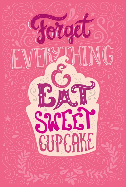 Eat Cupcake lettering — Stock vektor