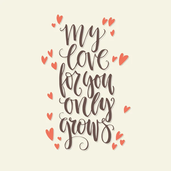 Amor Crece las letras — Vector de stock