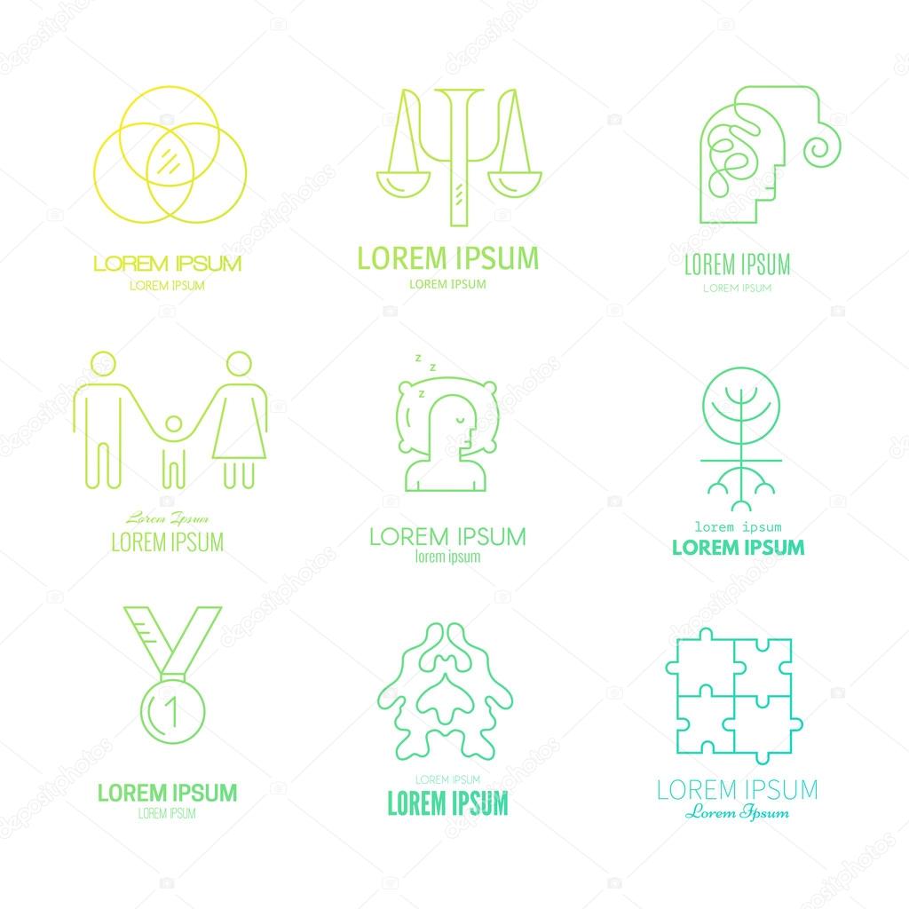 Collection of logo templates for psychology and counseling. Psychology and mental health symbols made in clean and modern vector.