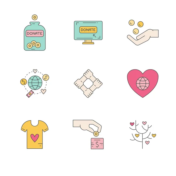 Nonprofit organizations Donation Icons — ストックベクタ