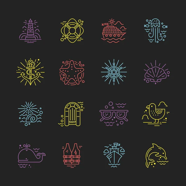 Crucero iconos de vacaciones — Vector de stock