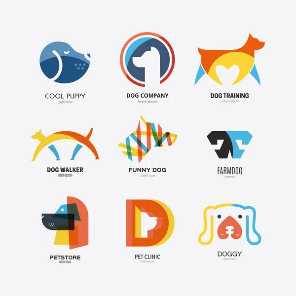 Ensemble de logotypes avec chiens — Image vectorielle