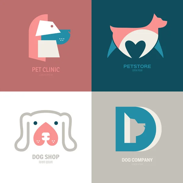 Juego de logotipos con perros — Vector de stock