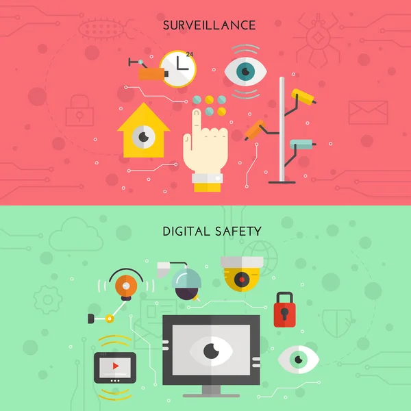 Diferentes equipos de videovigilancia — Vector de stock