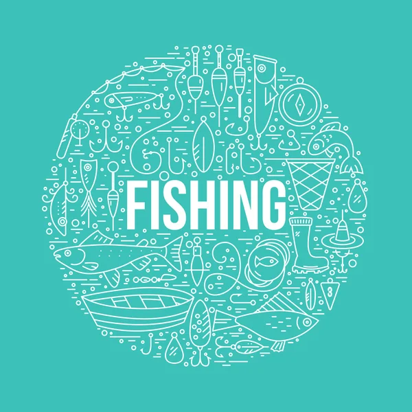 Fishing Equipment stock vector. Illustration of linear - 72688021