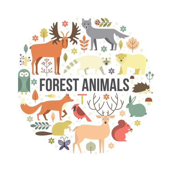 Collection of forest animals — Stock Vector