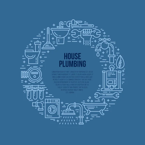 Illustration with plumbing symbols — Wektor stockowy