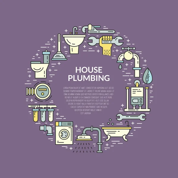 Plumbing dan perbaikan rumah simbol - Stok Vektor