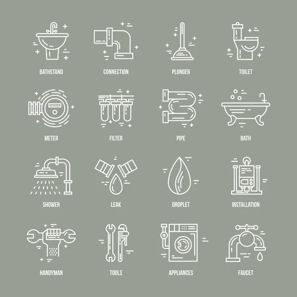 Plumbing and house repair symbols — Stock Vector