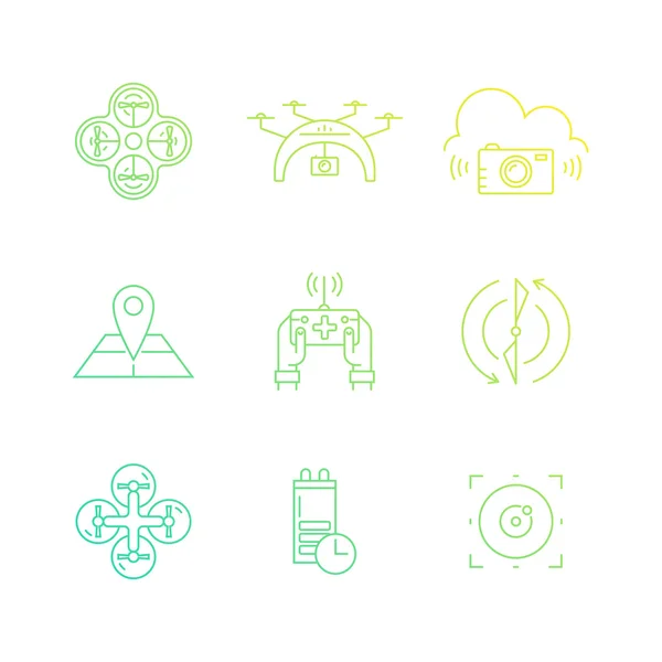 Colección de iconos de drones — Vector de stock