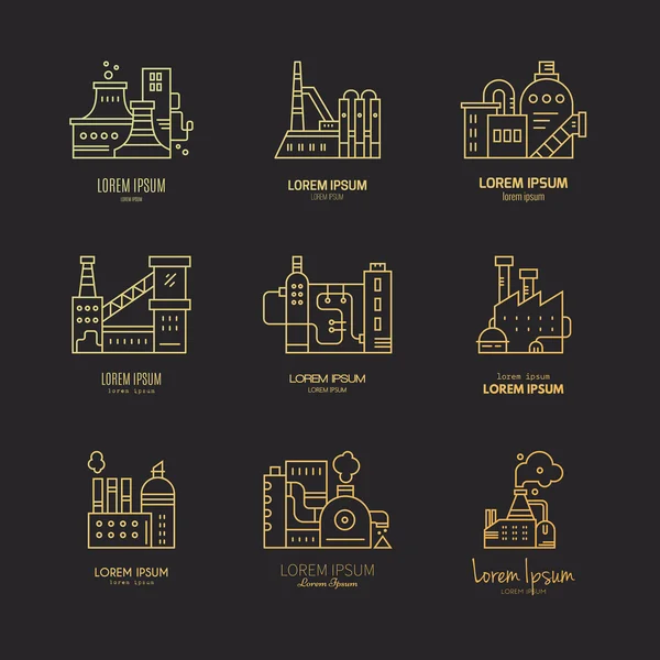 Diferentes logotipos de fábrica — Archivo Imágenes Vectoriales