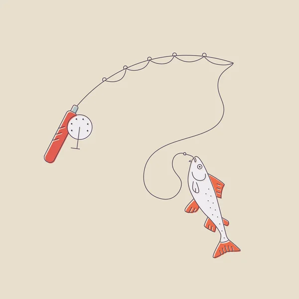 Удочка с лососем — стоковый вектор