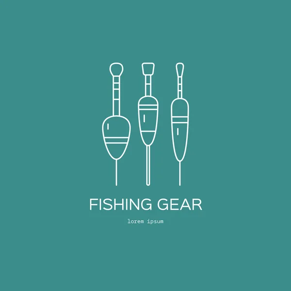 Equipamento de pesca em estilo linha — Vetor de Stock