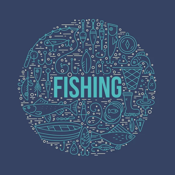 Clipart elemento de pesca con signo — Vector de stock