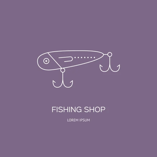 Equipo de pesca en línea estilo — Vector de stock