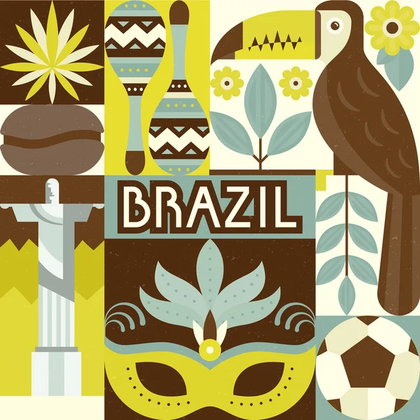 Estilo plano Brasil Símbolos — Archivo Imágenes Vectoriales