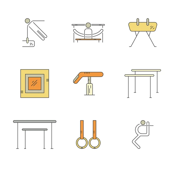 Iconos con símbolos de gimnasia — Archivo Imágenes Vectoriales