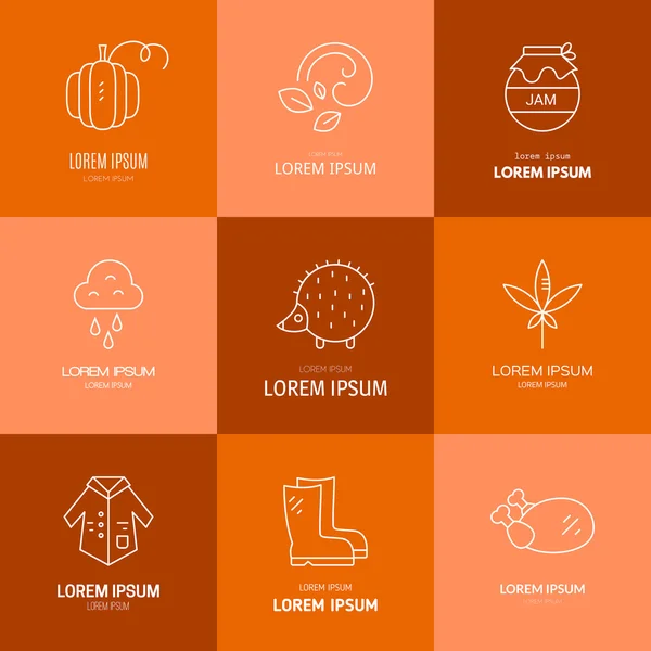 Iconos de otoño ilustración — Vector de stock