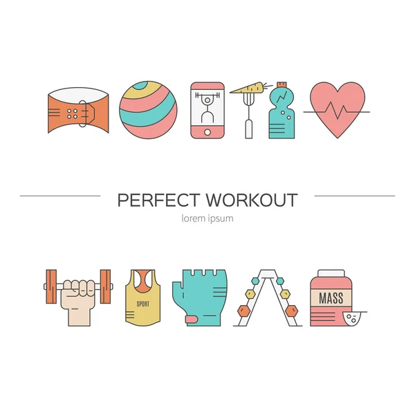 Illustration conceptuelle avec objets de fitness — Image vectorielle