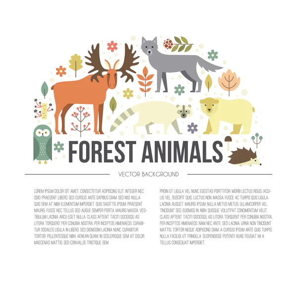 Illustration av skogens djur — Stock vektor