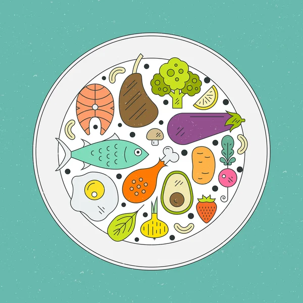Illustrazione del cibo sano — Vettoriale Stock