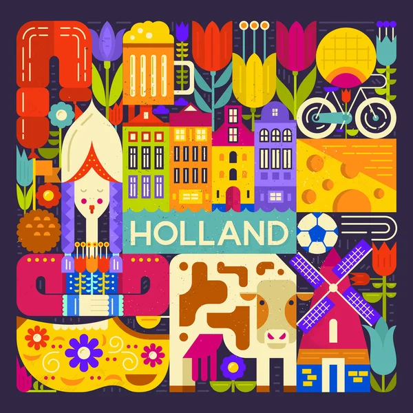 Illustrazione dei simboli olandesi — Vettoriale Stock