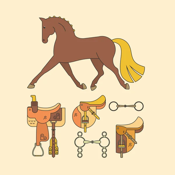Paard en paarden Gear — Stockvector