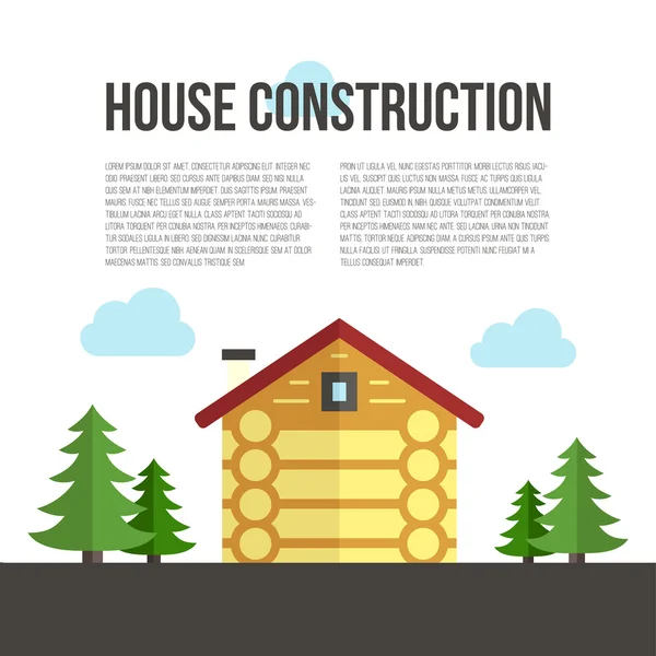 Dřevěná stavba domu — Stockový vektor