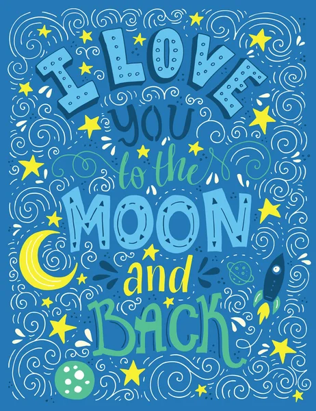 Seni Ay'a Ve Geri Seviyorum — Stok Vektör