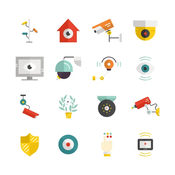 Icons with security and surveillance elements — Stock Vector