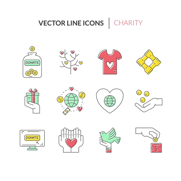 Charity and donation icons — Stock Vector