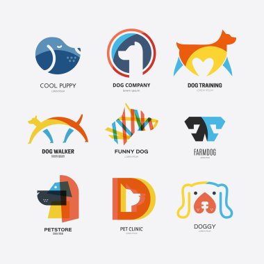 Köpeklerle logo türleri seti