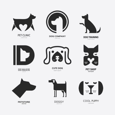 Köpeklerle logo türleri seti