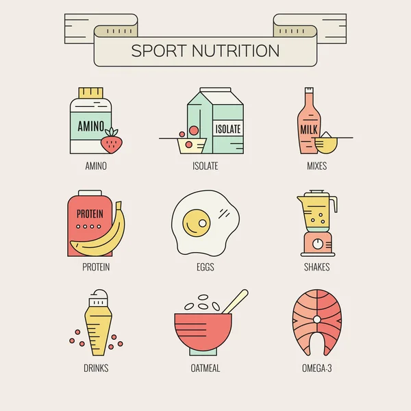Elementos nutricionales deportivos — Archivo Imágenes Vectoriales