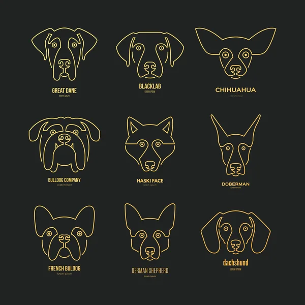 Ensemble de logotypes avec chiens — Image vectorielle