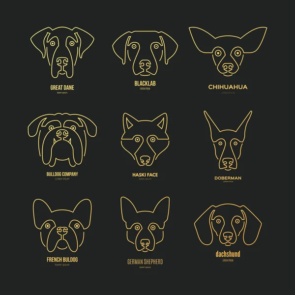 Juego de logotipos con perros — Vector de stock