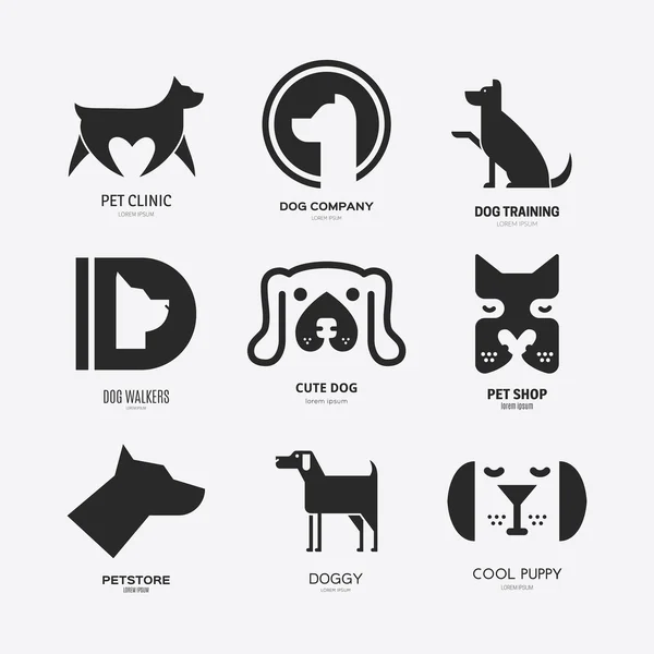 Set of logotypes with dogs — Stock Vector