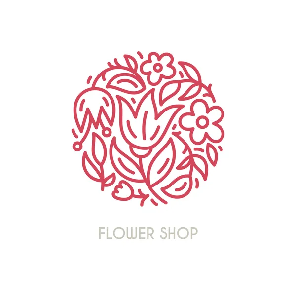 Logo with beautiful flowers — Stock Vector