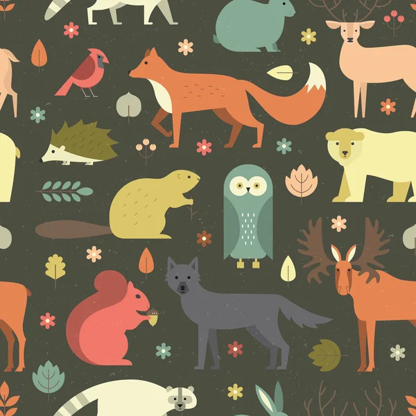 Forest Animals Seamless Pattern — Stock Vector