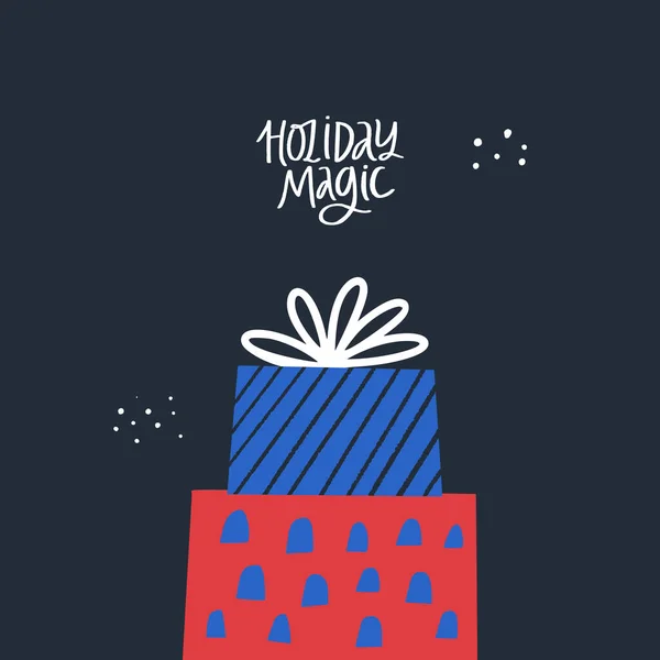 Holiday magic stylish flat greeting — Stock Vector