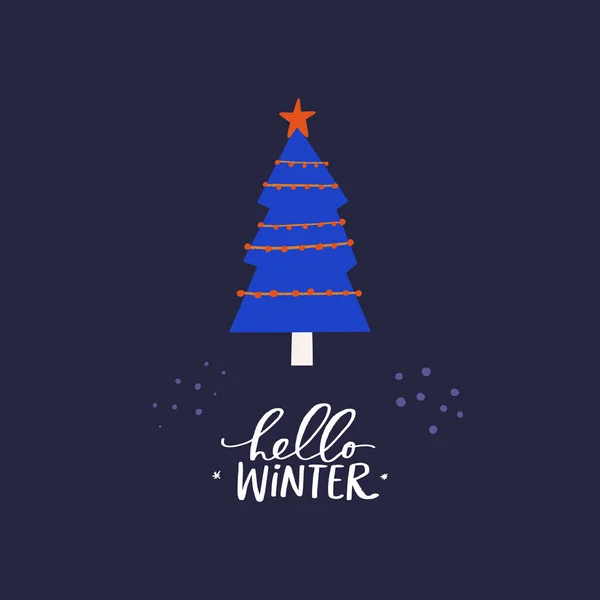 Winter season flat vector greeting — Stock Vector