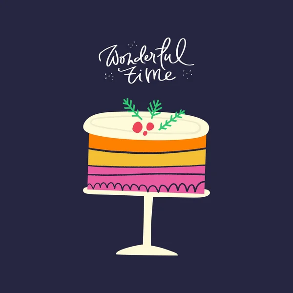 Xmas cake flat vector illustration — 스톡 벡터