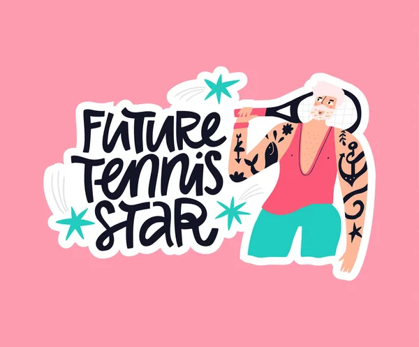 Future étoile de tennis dessinée à la main — Image vectorielle