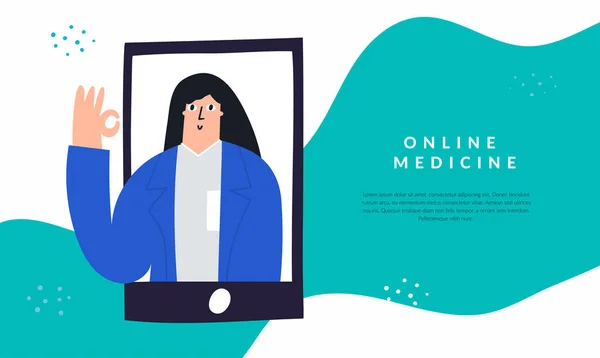 Médecine en ligne mobile app concept — Image vectorielle