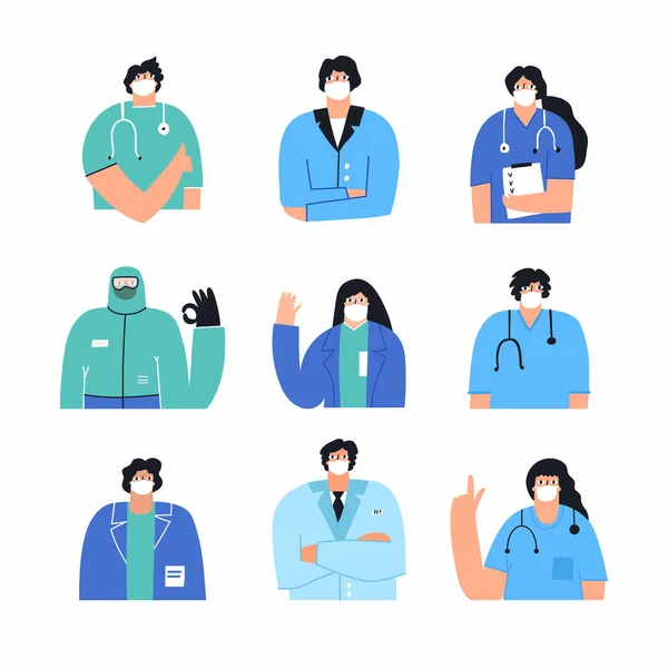 Collecte de médecins et d'infirmières — Image vectorielle