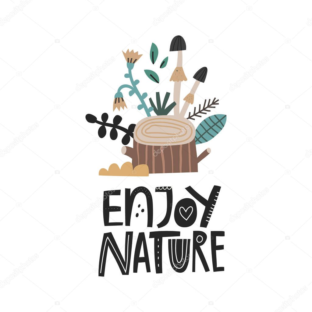 Enjoy Nature hand drawn lettering